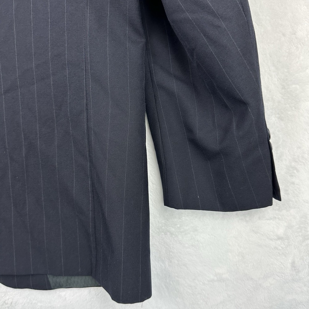 Hart Schaffner & Marx Mens 44R Black Pinstripe Wool Dress Suit Jacket 2 Btn EUC - Picture 10 of 15